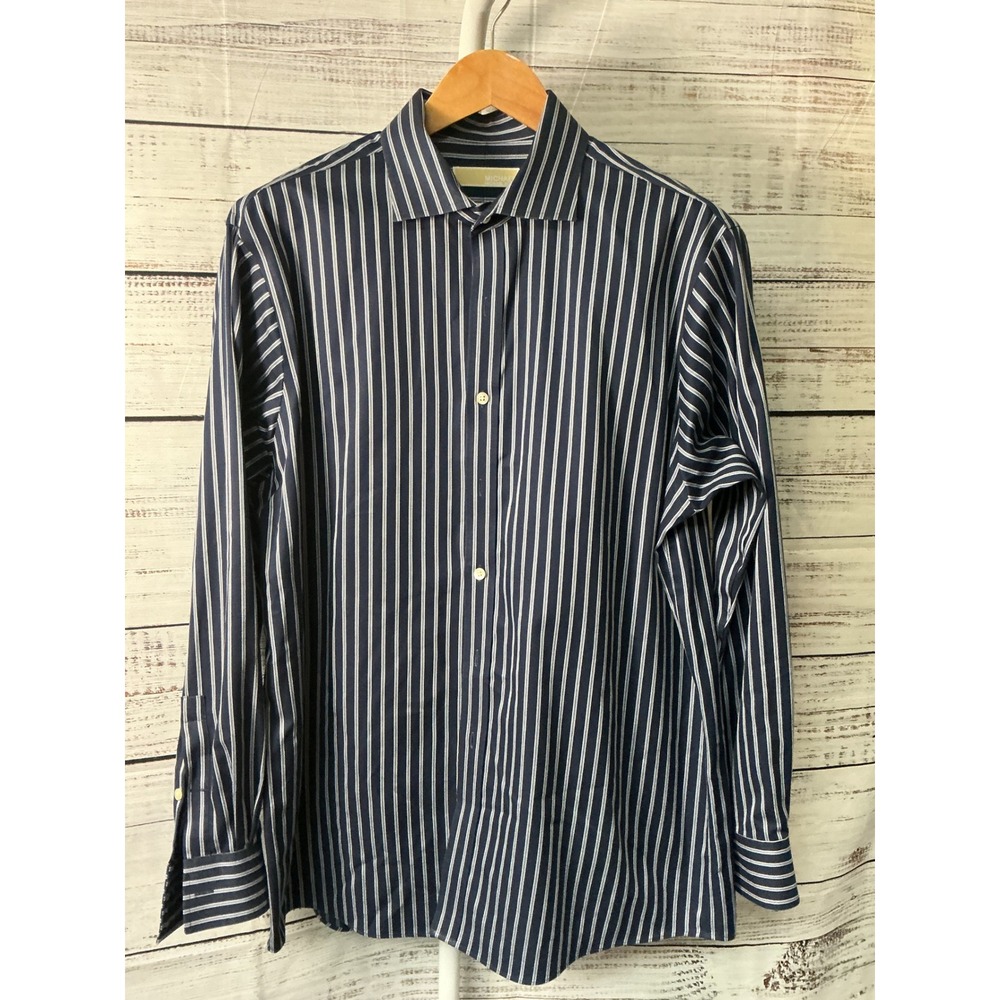Michael Kors Mens Dress Shirt Striped Long Sleeve Non Iron